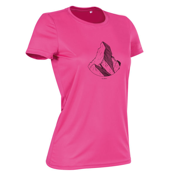 T-shirt sportiva femminile rosa The Cervino